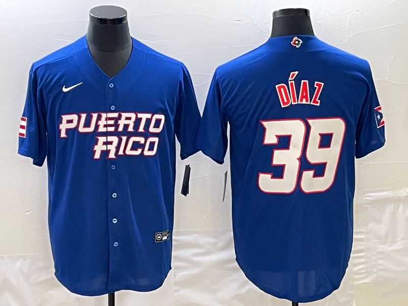 Men 2023 World Cub Puerto Rico #39 Diaz Blue Nike MLB Jersey3->more jerseys->MLB Jersey